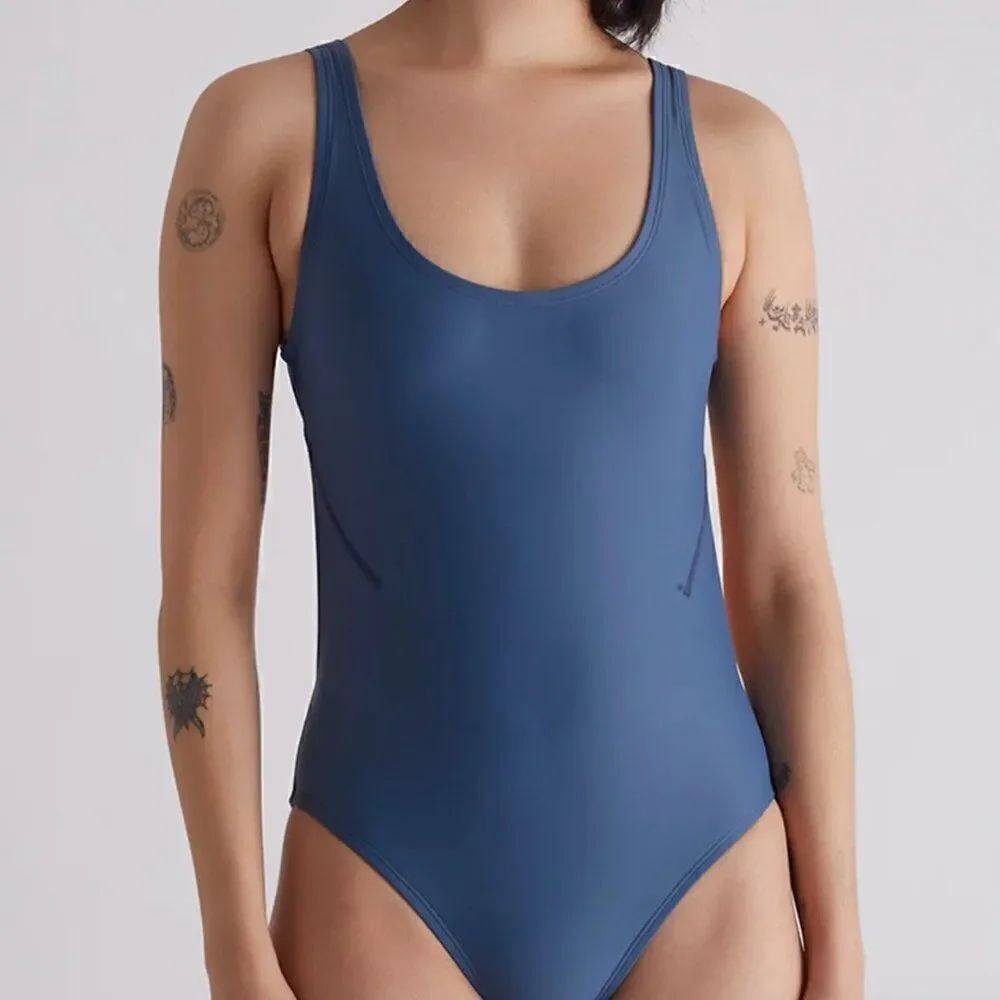 Saturdays NYC Sade Scoop neck swimsuits in faded denim NWT XXL